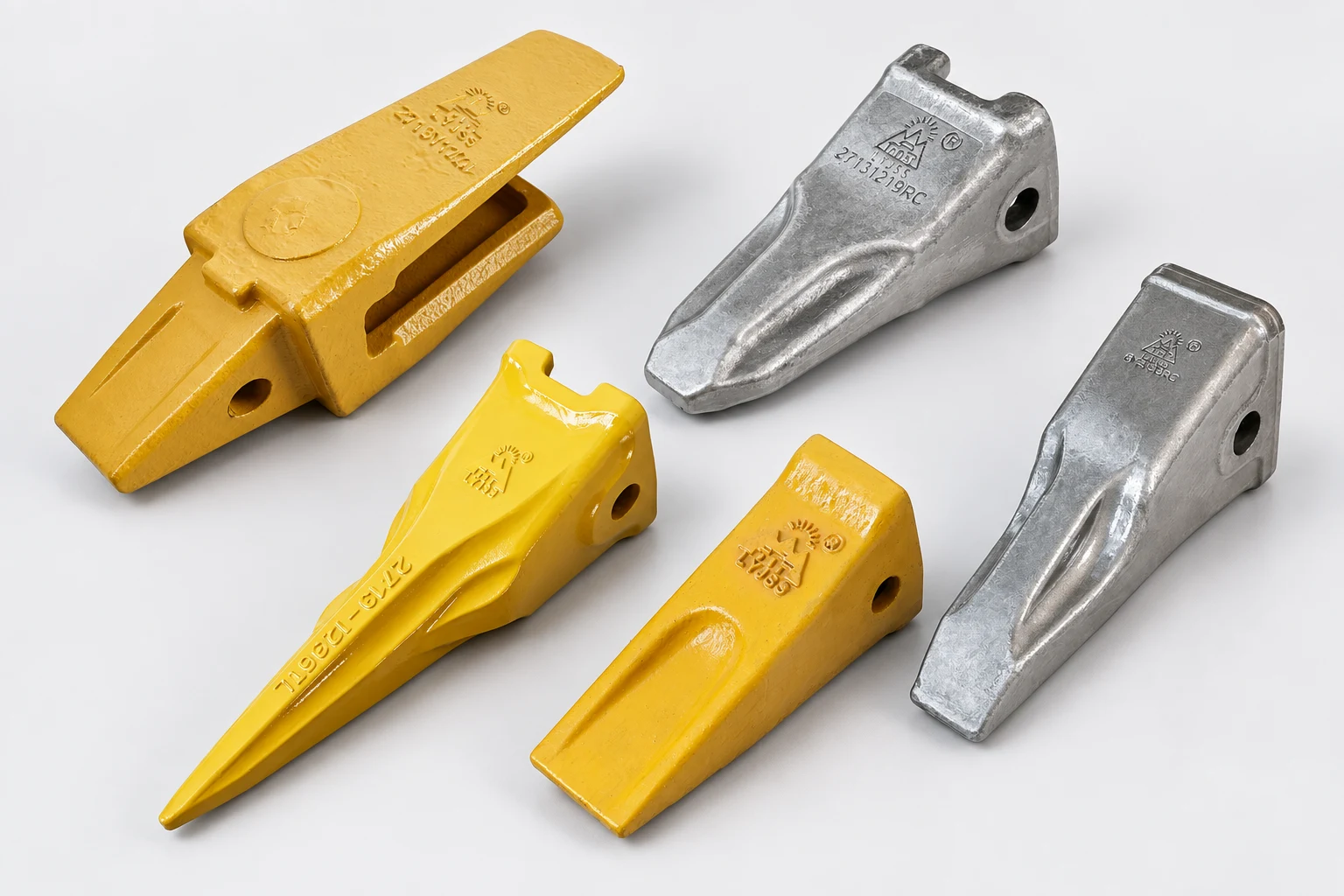 Bucket teeth and adapters as examples of component forms